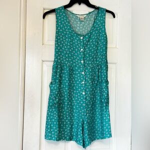 Express Teal Floral Romper with Buttons